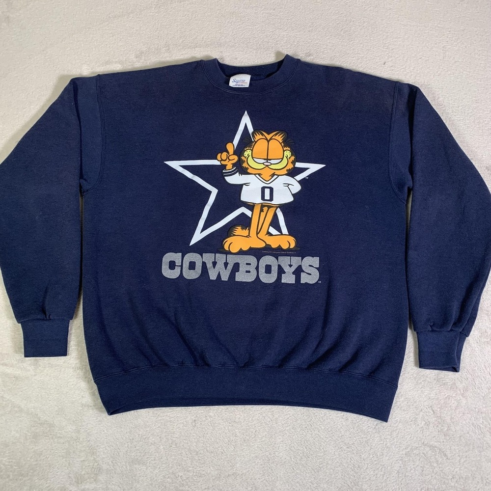 Vintage Dallas Cowboys Sweatshirt Mens XL Blue NFL Football Garfield Santee USA